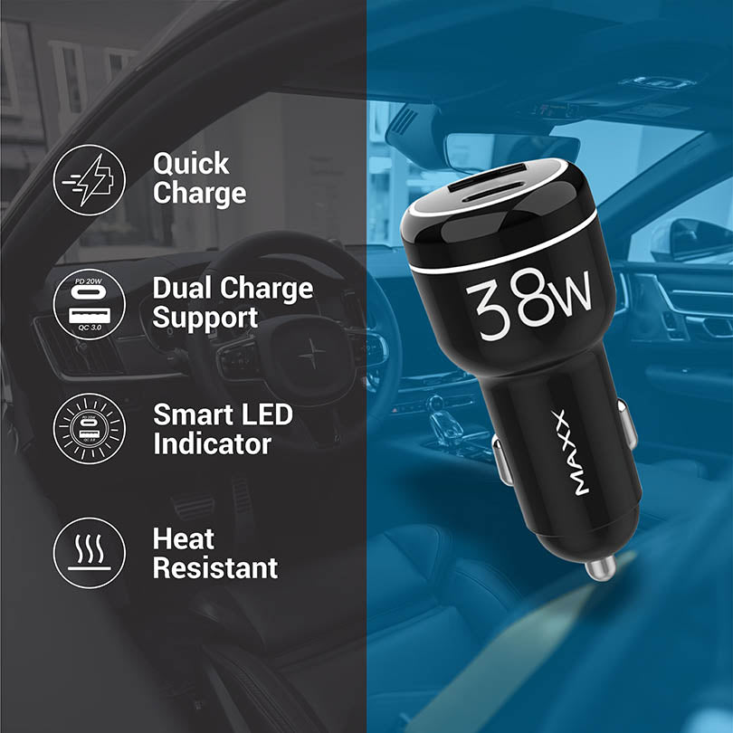dual Port usb-c and USB A car charger