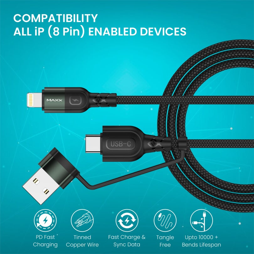USB-A & Type-C to Lightning 8 Pins cable