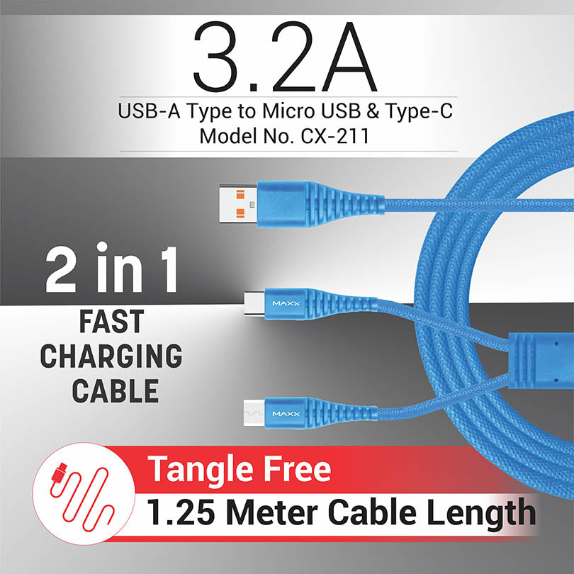 Charging Cable CX-211 2in1 Micro & Type-C Blue