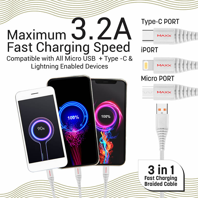 Charging Cable CX-312 3in1 Micro + Type - C + Lightning Grey