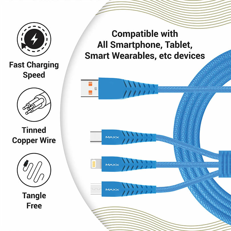 3 in 1 mobile charging cable